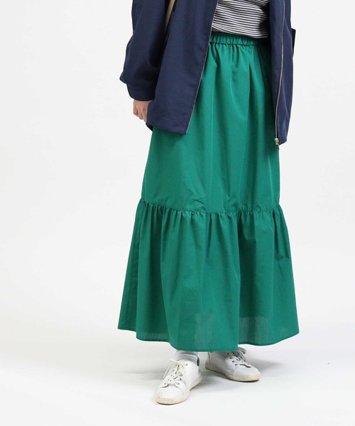 HONEYSUCKLE ROSE（ハニーサックルローズ）の「【HONEYSUCKLE ROSE】ワンティアードスカート（スカート・レディース・ホワイト×ネイビー/ホワイト×カーキブラウン/グリーン/ブラック・L/M）」の10枚目の写真