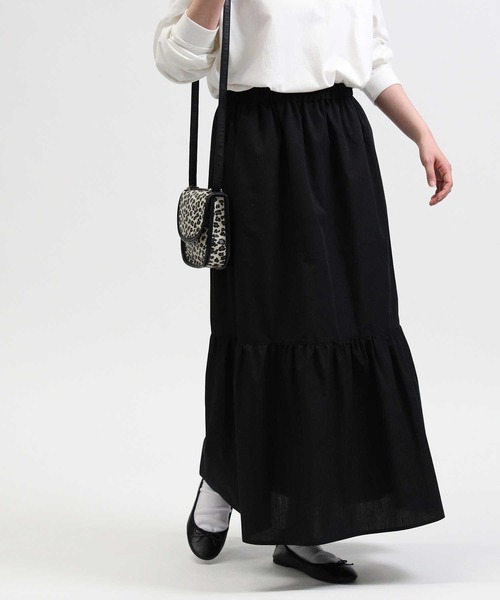 HONEYSUCKLE ROSE（ハニーサックルローズ）の「【HONEYSUCKLE ROSE】ワンティアードスカート（スカート・レディース・ホワイト×ネイビー/ホワイト×カーキブラウン/グリーン/ブラック・L/M）」の12枚目の写真