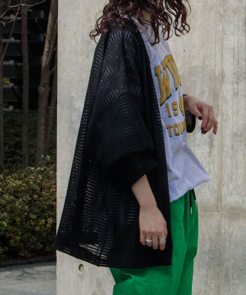 GLOSTER（グロスター）の「【GLOSTER/グロスター】ニットライク ボレロカーディガン（カーディガン/ボレロ・メンズ・ブラック/ダークブラウン/オフホワイト・MEDIUM/LARGE）」の3枚目の写真