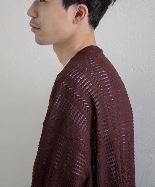 GLOSTER（グロスター）の「【GLOSTER/グロスター】ニットライク ボレロカーディガン（カーディガン/ボレロ・メンズ・ブラック/ダークブラウン/オフホワイト・MEDIUM/LARGE）」の5枚目の写真
