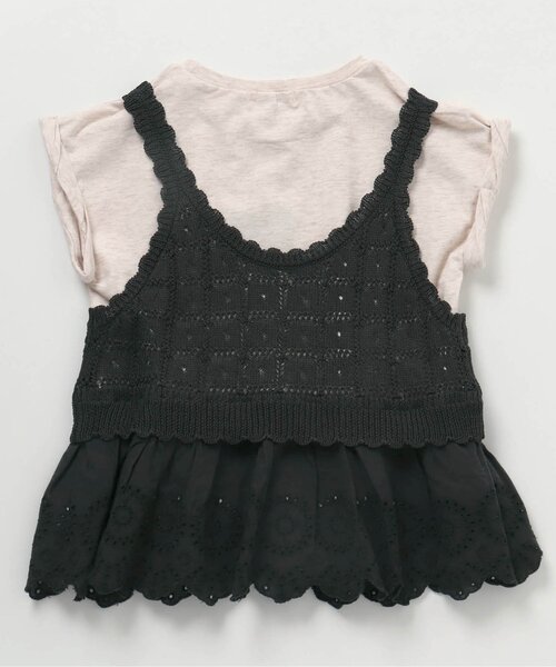 BREEZE（ブリーズ）の「クロシェ編み風キャミ&Tシャツ2Pセット（Tシャツ/カットソー・キッズ・アイボリー/チャコール・120/130/100/150/110/90/140）」の5枚目の写真