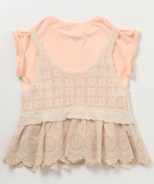 BREEZE（ブリーズ）の「クロシェ編み風キャミ&Tシャツ2Pセット（Tシャツ/カットソー・キッズ・アイボリー/チャコール・120/130/100/150/110/90/140）」の6枚目の写真