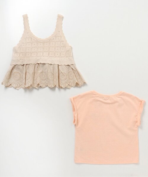 BREEZE（ブリーズ）の「クロシェ編み風キャミ&Tシャツ2Pセット（Tシャツ/カットソー・キッズ・アイボリー/チャコール・120/130/100/150/110/90/140）」の8枚目の写真