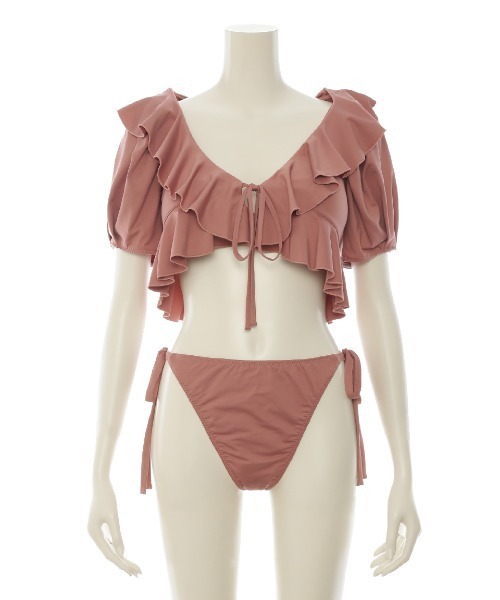 SNIDEL(スナイデル)の「フレアフリルビキニ(水着・レディース・ダークブラウン/ベージュ/ピンク・FREE)」の9枚目の写真