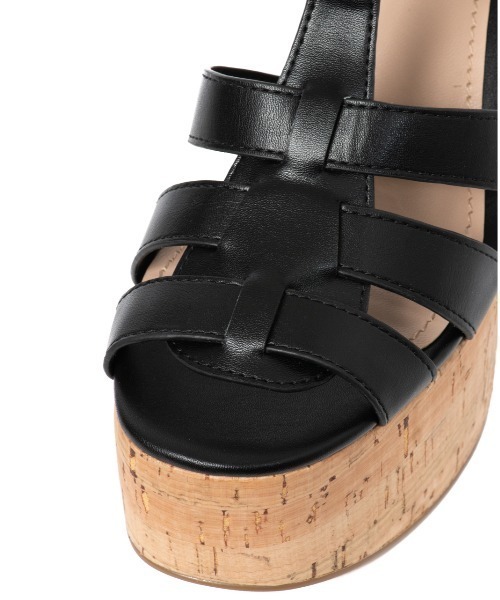 R&E（アールアンドイー）の「【R&E】厚底コルクヒールグルカサンダル（サンダル・レディース・アイボリー/ブラック/ブラウン系その他・S/M/L）」の6枚目の写真