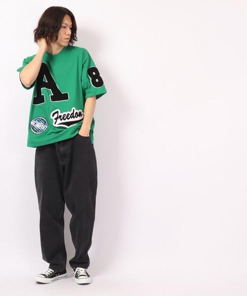 RE730（アールイーセブンサーティー）の「RE730 ロゴワッペン ビッグシルエットルーズ半袖Tシャツ（Tシャツ/カットソー・メンズ・ブラック/グレー/ブルー/グリーン/ブラック系その他/グレー系その他/グリーン系その他/ブルー系その他・M/L/XL）」の18枚目の写真