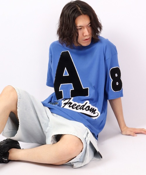 RE730（アールイーセブンサーティー）の「RE730 ロゴワッペン ビッグシルエットルーズ半袖Tシャツ（Tシャツ/カットソー・メンズ・ブラック/グレー/ブルー/グリーン/ブラック系その他/グレー系その他/グリーン系その他/ブルー系その他・M/L/XL）」の20枚目の写真