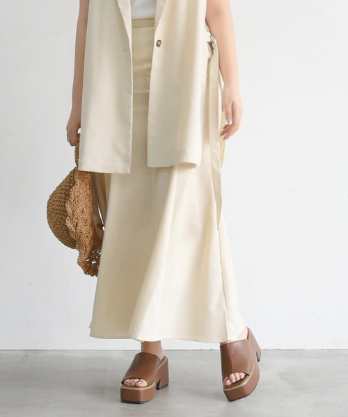 sango(sango)の「リネンライクマーメイドスカート(スカート・レディース・ブラック/ナチュラル・FREE)」の2枚目の写真