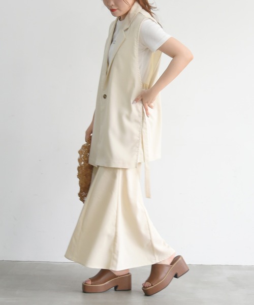 sango(sango)の「リネンライクマーメイドスカート(スカート・レディース・ブラック/ナチュラル・FREE)」の5枚目の写真