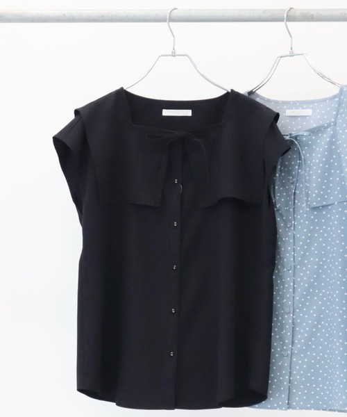 Green Parks(グリーンパークス)の「スクエア衿ブラウス(シャツ/ブラウス・レディース・ブラック/サックスブルー/ブラック系その他5・FREE)」の1枚目の写真