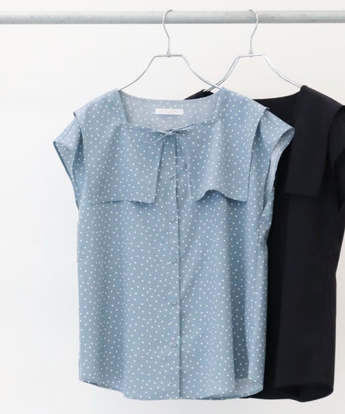 Green Parks(グリーンパークス)の「スクエア衿ブラウス(シャツ/ブラウス・レディース・ブラック/サックスブルー/ブラック系その他5・FREE)」の4枚目の写真