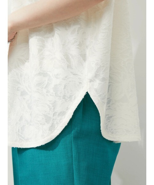 Green　Parks（グリーンパークス）の「シアージャガードTシャツ（シャツ/ブラウス・レディース・ブラック/オフホワイト/ブルーグリーン・FREE）」の13枚目の写真