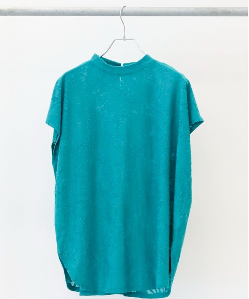 Green　Parks（グリーンパークス）の「シアージャガードTシャツ（シャツ/ブラウス・レディース・ブラック/オフホワイト/ブルーグリーン・FREE）」の20枚目の写真