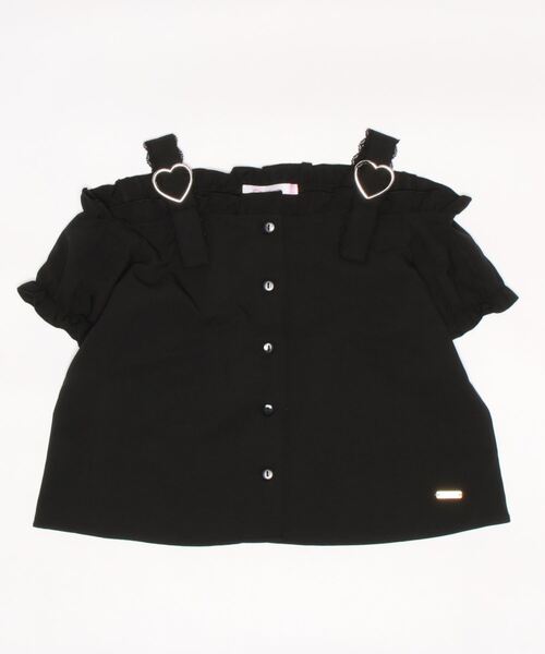 PINKHUNT（ピンクハント）の「PINKHUNT ショルダーベルト肩出しシャツ 6975K（シャツ/ブラウス・キッズ・ベビーピンク/ブラック・120cm/130cm/140cm/150cm/160cm）」の5枚目の写真
