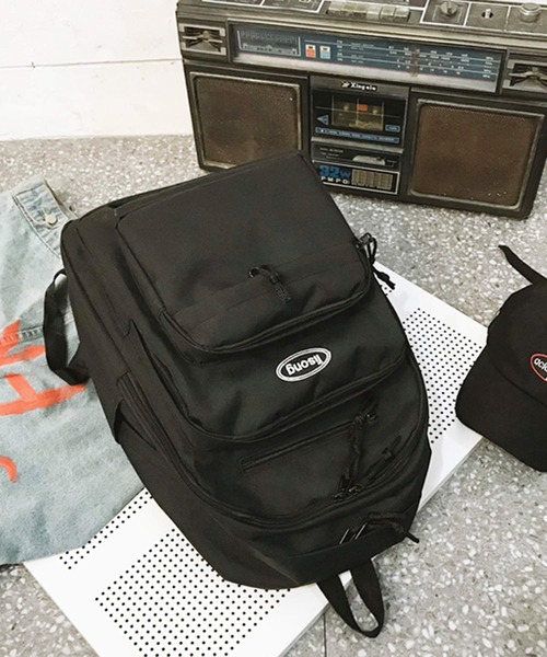 shopnikoniko（ショップニコニコ）の「リュック 大容量 黒リュック おしゃれ シンプル 通学 韓国 高校生 ロゴ刺繍 リュックサック（バックパック/リュック・レディース・ブラック/ブルー・フリー）」の12枚目の写真