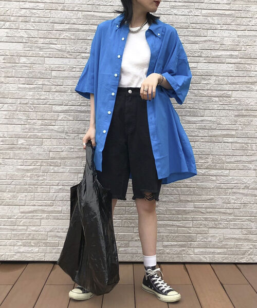 fredy repit（フレディレピ）の「半袖DADDYシャツ（シャツ/ブラウス・レディース・ブラック/オフホワイト/ピンク/ブルー・38）」の12枚目の写真