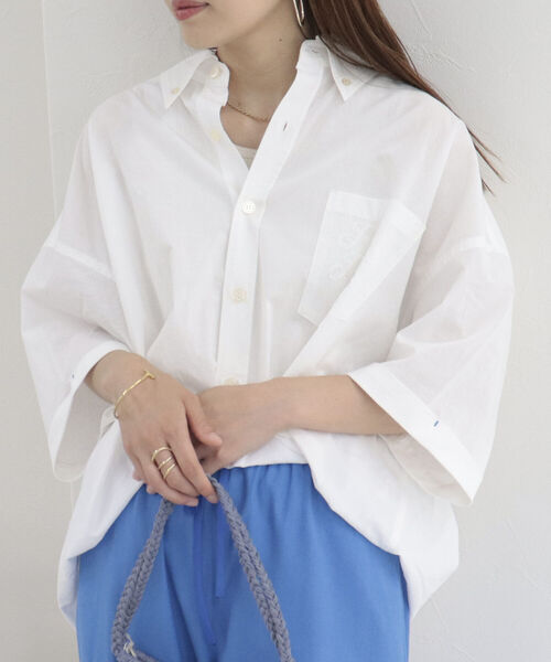 fredy repit（フレディレピ）の「半袖DADDYシャツ（シャツ/ブラウス・レディース・ブラック/オフホワイト/ピンク/ブルー・38）」の2枚目の写真