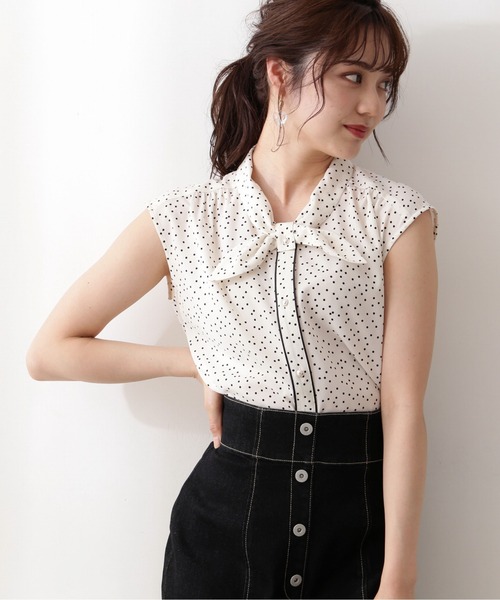 PROPORTION BODY DRESSING(プロポーションボディドレッシング)の「バイカラーボウタイブラウス / 1212210700(シャツ/ブラウス・レディース・ブラウン/ブラック系その他/ブラック/ホワイト系その他・MEDIUM/SMALL)」の1枚目の写真