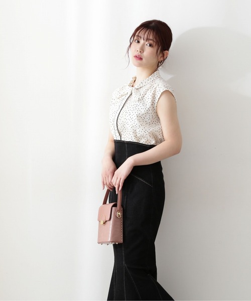 PROPORTION BODY DRESSING(プロポーションボディドレッシング)の「バイカラーボウタイブラウス / 1212210700(シャツ/ブラウス・レディース・ブラウン/ブラック系その他/ブラック/ホワイト系その他・MEDIUM/SMALL)」の7枚目の写真