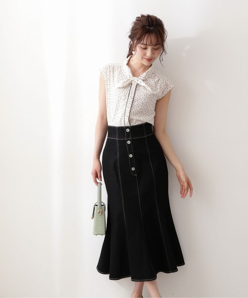 PROPORTION BODY DRESSING(プロポーションボディドレッシング)の「バイカラーボウタイブラウス / 1212210700(シャツ/ブラウス・レディース・ブラウン/ブラック系その他/ブラック/ホワイト系その他・MEDIUM/SMALL)」の5枚目の写真