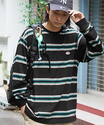 Dickies/ディッキーズ ロゴワッペン刺繍 ビッグシルエットマルチボーダーロンT
