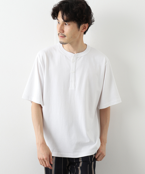 417 EDIFICE（フォーワンセブンエディフィス）の「【GO-PFOR / ゴー・ファー】別注 ヘンリーネック Tシャツ（Tシャツ/カットソー・メンズ・ブラック/グレー/ホワイト・SMALL/MEDIUM/LARGE/X-LARGE）」の2枚目の写真