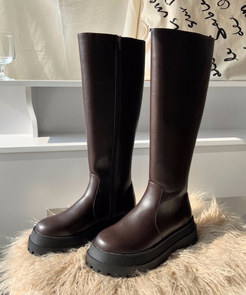 moment+（モーメントプラス）の「厚底ロングブーツ（ブーツ・レディース・ブラック/ブラウン・LL/S/M/L）」の8枚目の写真