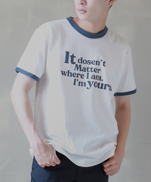 SPINNS（スピンズ）の「リンガーTシャツ（Tシャツ/カットソー・メンズ・スミクロ/バーガンディー/グリーン・ONESIZE）」の2枚目の写真