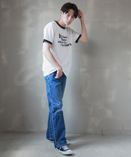 SPINNS（スピンズ）の「リンガーTシャツ（Tシャツ/カットソー・メンズ・スミクロ/バーガンディー/グリーン・ONESIZE）」の21枚目の写真