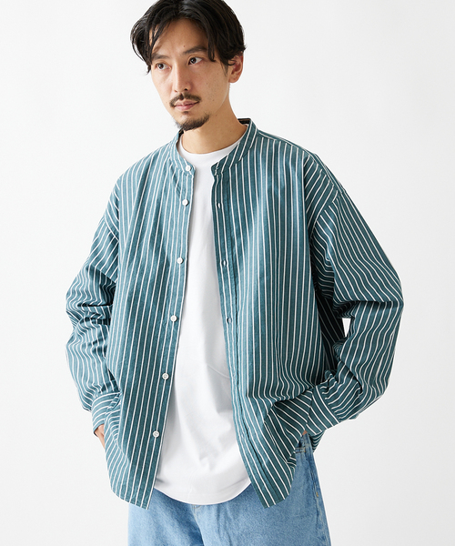 JOURNAL STANDARD(ジャーナルスタンダード)の「パターン バンド シャツ(シャツ/ブラウス・メンズ・クリアブルー/ホワイト/ベージュ/ダークブルー/ライトグリーン/コバルトブルー・MEDIUM/LARGE/SMALL)」の3枚目の写真