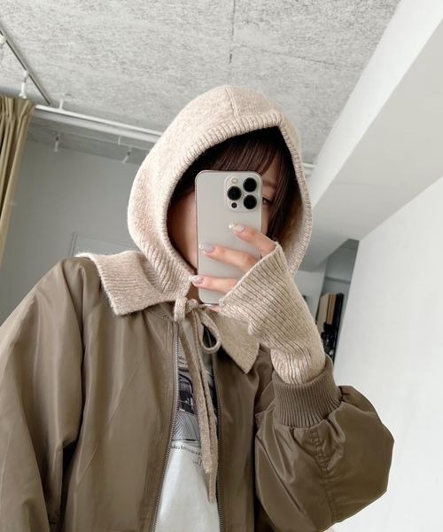 mysty woman（ミスティウーマン）の「ウール混で暖かいフロントリボンバラクラバ 165984（ニットキャップ/ビーニー・レディース・ホワイト/ベージュ/ブラウン・FREE）」の16枚目の写真