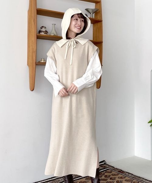 mysty woman（ミスティウーマン）の「ウール混で暖かいフロントリボンバラクラバ 165984（ニットキャップ/ビーニー・レディース・ホワイト/ベージュ/ブラウン・FREE）」の17枚目の写真