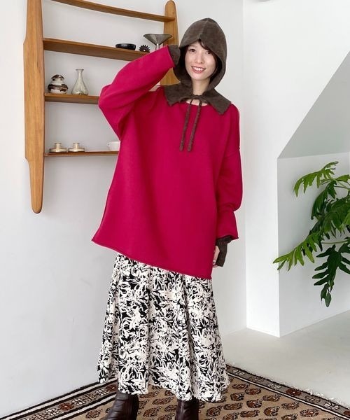 mysty woman（ミスティウーマン）の「ウール混で暖かいフロントリボンバラクラバ 165984（ニットキャップ/ビーニー・レディース・ホワイト/ベージュ/ブラウン・FREE）」の18枚目の写真