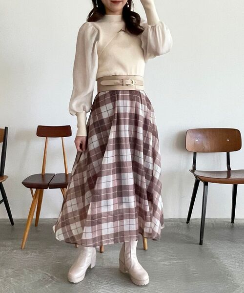 MAJESTIC LEGON(マジェスティックレゴン)の「オーガンジーチェックボリュームスカート(スカート・レディース・グレー系その他/ブラウン系その他2/ベージュ系その他2・MEDIUM)」の19枚目の写真