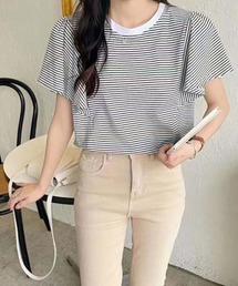 フレアスリーブボーダーTシャツ