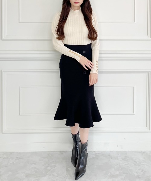 MIIA（ミーア）の「フロント釦マーメイドスカート（スカート・レディース・ブラック/チェック・FREE）」の10枚目の写真