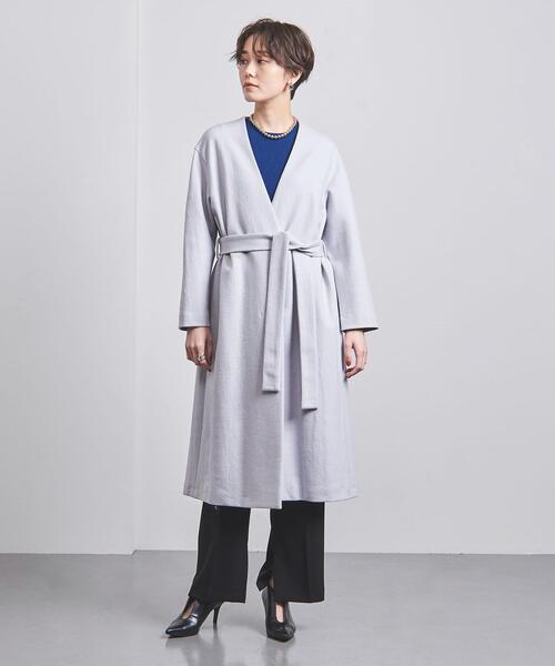 UNITED ARROWS ライトグレーノーカラーウールコート 36サイズ UNITED ARROWS 「UNITED ARROWS」 ノーカラーコート 36 ライトグレー