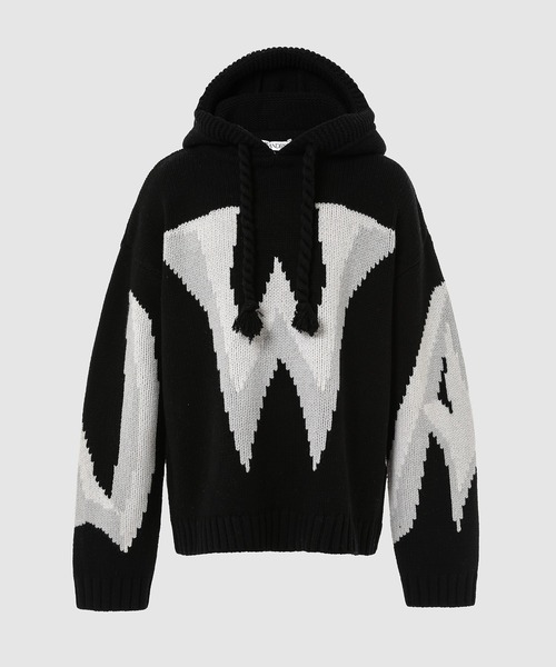 JW Anderson（ジェイダブリューアンダーソン）の「GOTHIC LOGO CHUNKY HOODIE（ニット/セーター・メンズ・ブラック系その他/ベージュ系その他・L）」の2枚目の写真