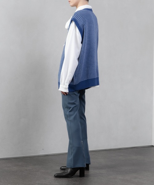 Adoon plain（アドーンプレーン）の「【Adoon plain】バーズアイニットベスト（ベスト・メンズ・ホワイト/ブラック/ブルー・MEDIUM/LARGE）」の20枚目の写真