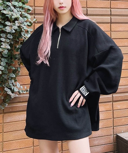 Figments（フィグメンツ）の「ハーフZIPビッグプルオーバー（スウェット・レディース・ブラック/グレー・LARGE/X-LARGE）」の2枚目の写真