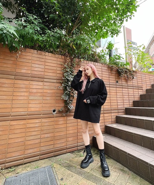 Figments（フィグメンツ）の「ハーフZIPビッグプルオーバー（スウェット・レディース・ブラック/グレー・LARGE/X-LARGE）」の3枚目の写真