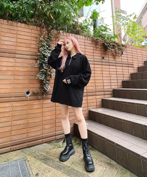 Figments（フィグメンツ）の「ハーフZIPビッグプルオーバー（スウェット・レディース・ブラック/グレー・LARGE/X-LARGE）」の18枚目の写真