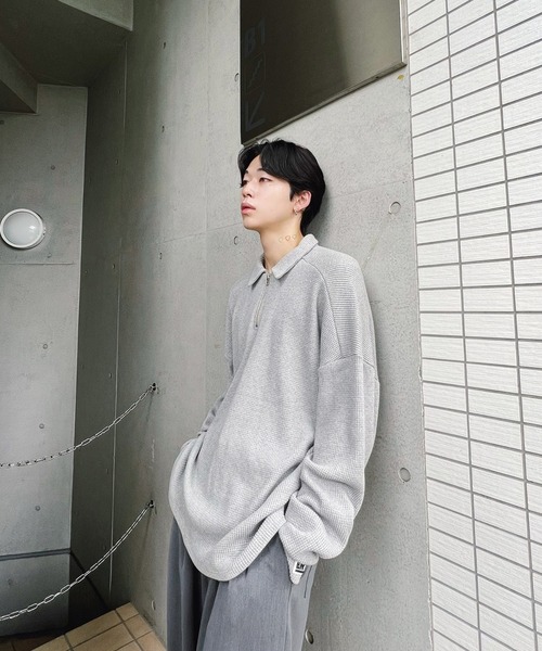 Figments（フィグメンツ）の「ハーフZIPビッグプルオーバー（スウェット・レディース・ブラック/グレー・LARGE/X-LARGE）」の15枚目の写真