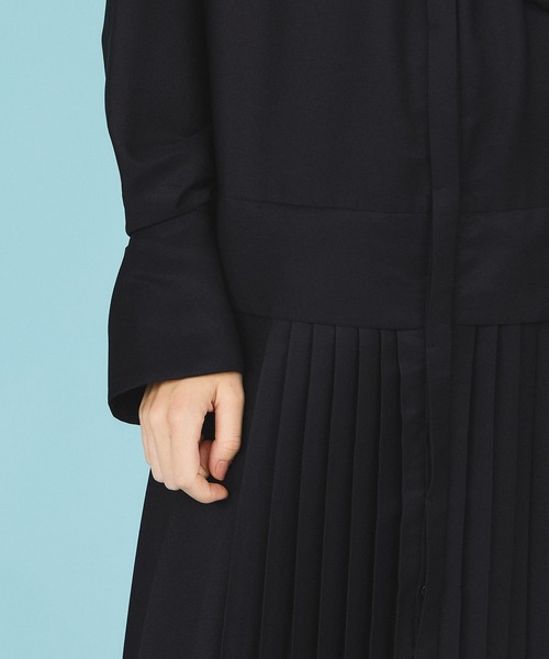 casane(カサネ)の「ノーカラープリーツロングシャツワンピース(シャツワンピース・レディース・ホワイト/ベージュ/ブラック・FREE)」の16枚目の写真
