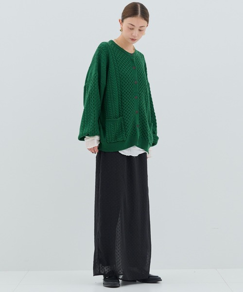 HANNE（アン）の「【by kumika】ケーブルニットカーディガン（ニット/セーター・レディース・グリーン/ホワイト/ブラック・フリー）」の11枚目の写真