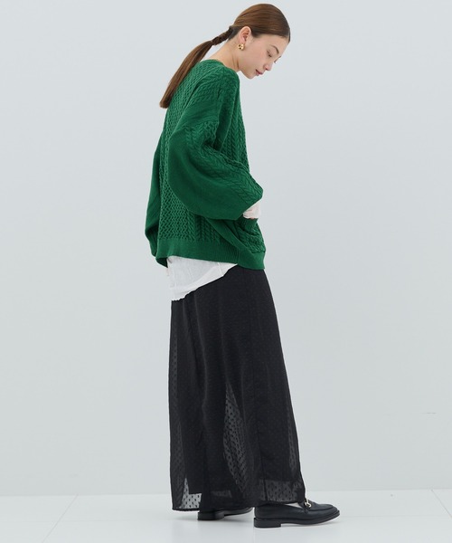 HANNE（アン）の「【by kumika】ケーブルニットカーディガン（ニット/セーター・レディース・グリーン/ホワイト/ブラック・フリー）」の18枚目の写真