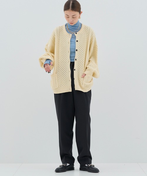 HANNE（アン）の「【by kumika】ケーブルニットカーディガン（ニット/セーター・レディース・グリーン/ホワイト/ブラック・フリー）」の9枚目の写真