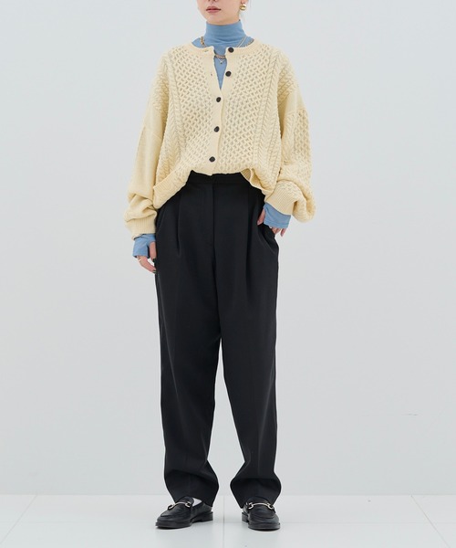 HANNE（アン）の「【by kumika】ケーブルニットカーディガン（ニット/セーター・レディース・グリーン/ホワイト/ブラック・フリー）」の7枚目の写真