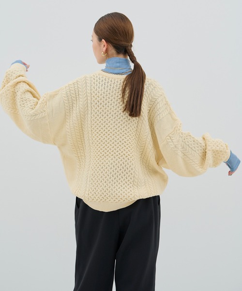 HANNE（アン）の「【by kumika】ケーブルニットカーディガン（ニット/セーター・レディース・グリーン/ホワイト/ブラック・フリー）」の21枚目の写真