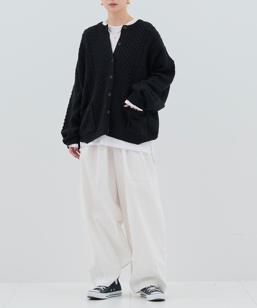 HANNE（アン）の「【by kumika】ケーブルニットカーディガン（ニット/セーター・レディース・グリーン/ホワイト/ブラック・フリー）」の15枚目の写真